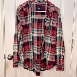 American Eagle Maroon Flannel Top